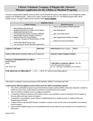 Missouri Lifeline or Disabled Program Application