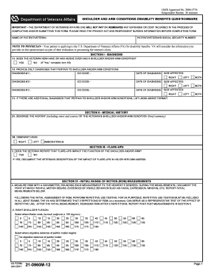 Shoulder and Arm Conditions Disability Benefits Questionnaire