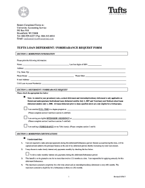Tufts Loan Deferment/Forbearance Request Form