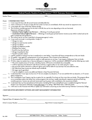 TCC Entrance Interview for Federal Family Student Loans