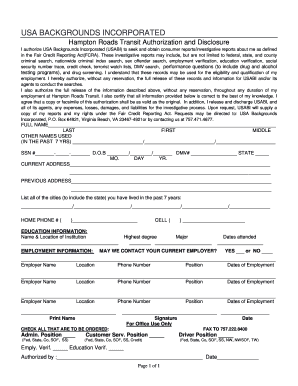 Hampton Roads Transit Background Check Authorization