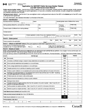 GST/HST Public Services Bodies' Rebate Application