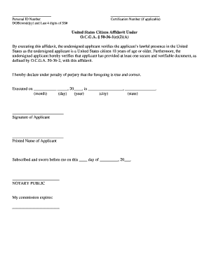 US Citizen Affidavit Form