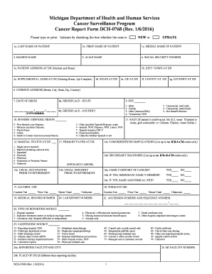 Michigan Cancer Report Form