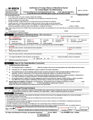 Form W-8BEN for US Tax Withholding