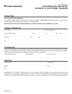 Small Business Initial Payment Authorization