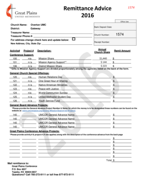 Remittance Advice Form 1574