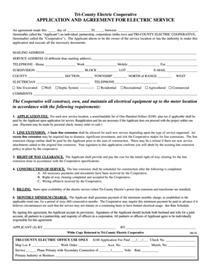 Tri-County Electric Service Application