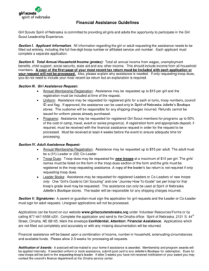 Girl Scouts Financial Assistance Application