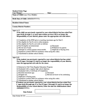 Student Exiter Form