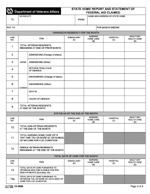 VA Form 10-5588 State Home Report