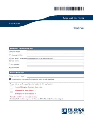Reserve Application Form