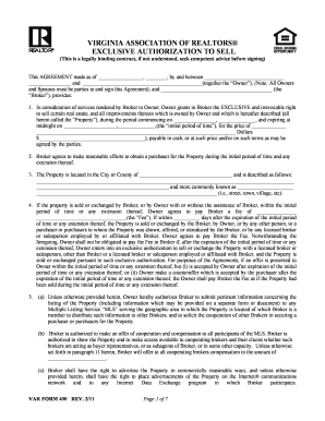 Virginia Exclusive Authorization to Sell