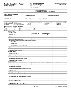 HUD-40097 Rental Completion Report