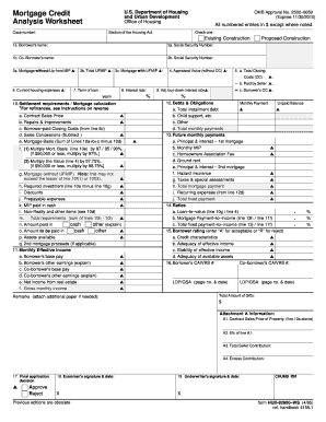 Mortgage Credit Analysis Worksheet