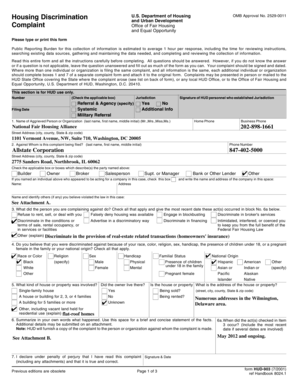 HUD Housing Discrimination Complaint Form