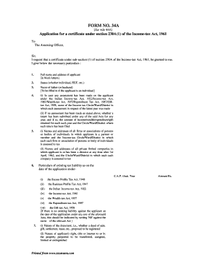 Form 34A Application for Certificate