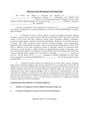 Partial Lien Waiver by Contractor