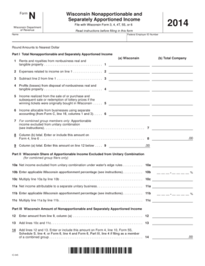 Wisconsin Nonapportionable and Separately Apportioned Income Form