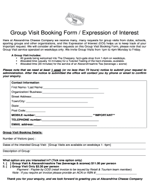 Group Visit Booking Form