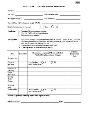 Structure Condition Report Worksheet