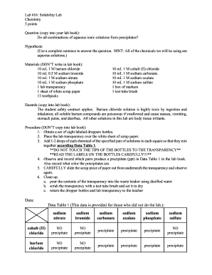 Chemistry Solubility Lab