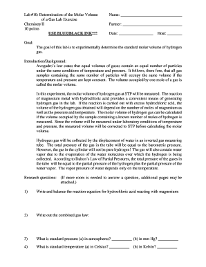 Lab Report: Determination of the Molar Volume of a Gas