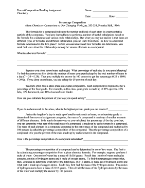 Chemistry Percentage Composition Assignment