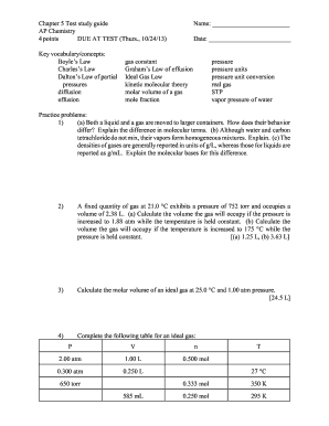 AP Chemistry Chapter 5 Test Study Guide