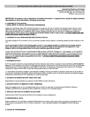 DS-2019 Request Form for J-1 Visa