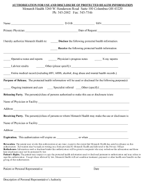 Authorization for Use and Disclosure of Protected Health Information