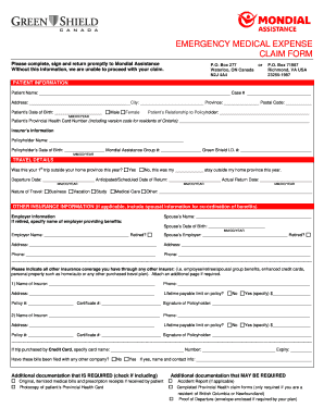Emergency Medical Expense Claim Form