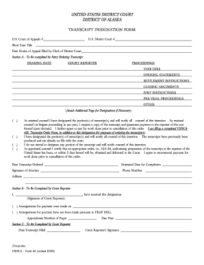 Transcript Designation Form
