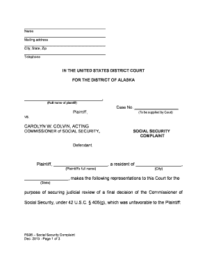 Social Security Complaint Form