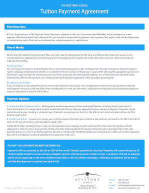 Keystone School Tuition Payment Agreement
