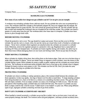 Gas Cylinder Safety Form