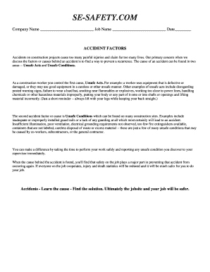 Construction Accident Prevention Form