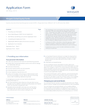 Wingate Global Equity Fund Application Form