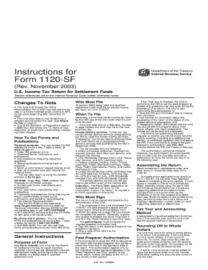 Form 1120-SF Instructions