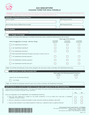 AIA HealthShield Change Form