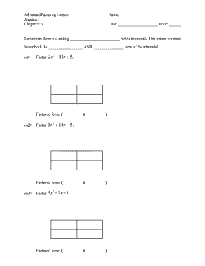 Algebra Factoring Worksheet