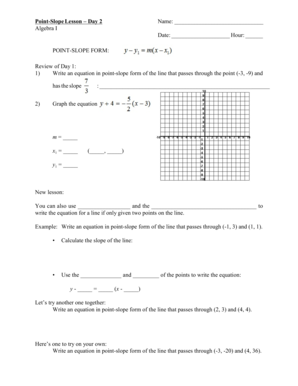 Point-Slope Form Worksheet