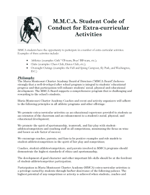 MMCA Student Code of Conduct for Extra-curricular - mmcharter