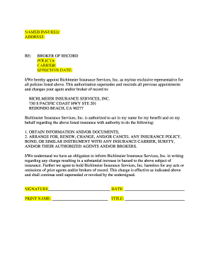 Insurance Broker of Record Appointment Form