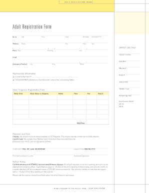 Adult Registration Form and Waiver
