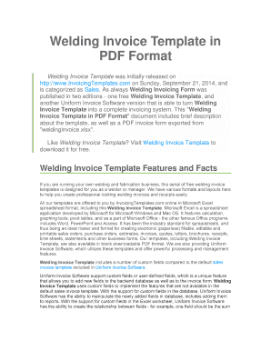 Welding Invoice Template in PDF Format