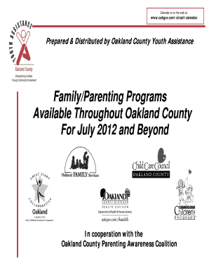 Oakland County Parenting Program Registration Form
