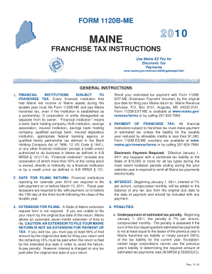Maine Franchise Tax Form 1120B-ME