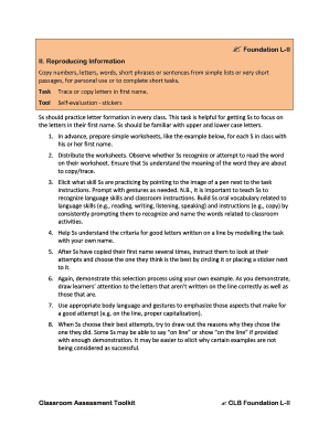 Self assessment sample phrases - Foundation L-II II Reproducing Information - listn