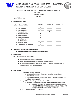 Agenda eksempel - Student Technology Fee Committee Meeting Agenda - tacoma washington